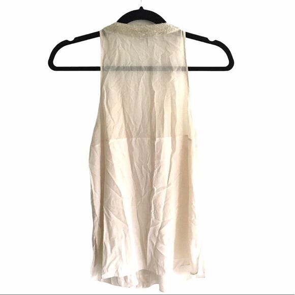 Robert RODRIGUEZ Silk Sleeveless Beaded V-Neck Tank Top Cream 6 - Picture 3 of 7